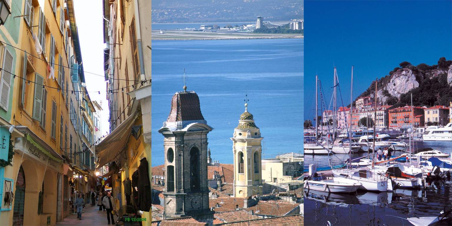 triptique nice old town, harbour, restaurant au rendez-vous des amis 